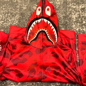 BAPE RED Zip Up Hoodie WGM Medium